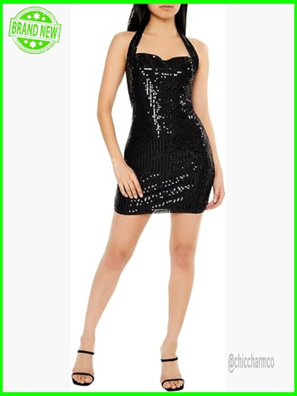 Sequin Halter Mini Dress, Bodycon, Party Wear, Sleeveless